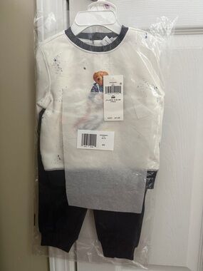 Polo by Ralph Lauren Cream & Navy Bear Sweatshirt Set